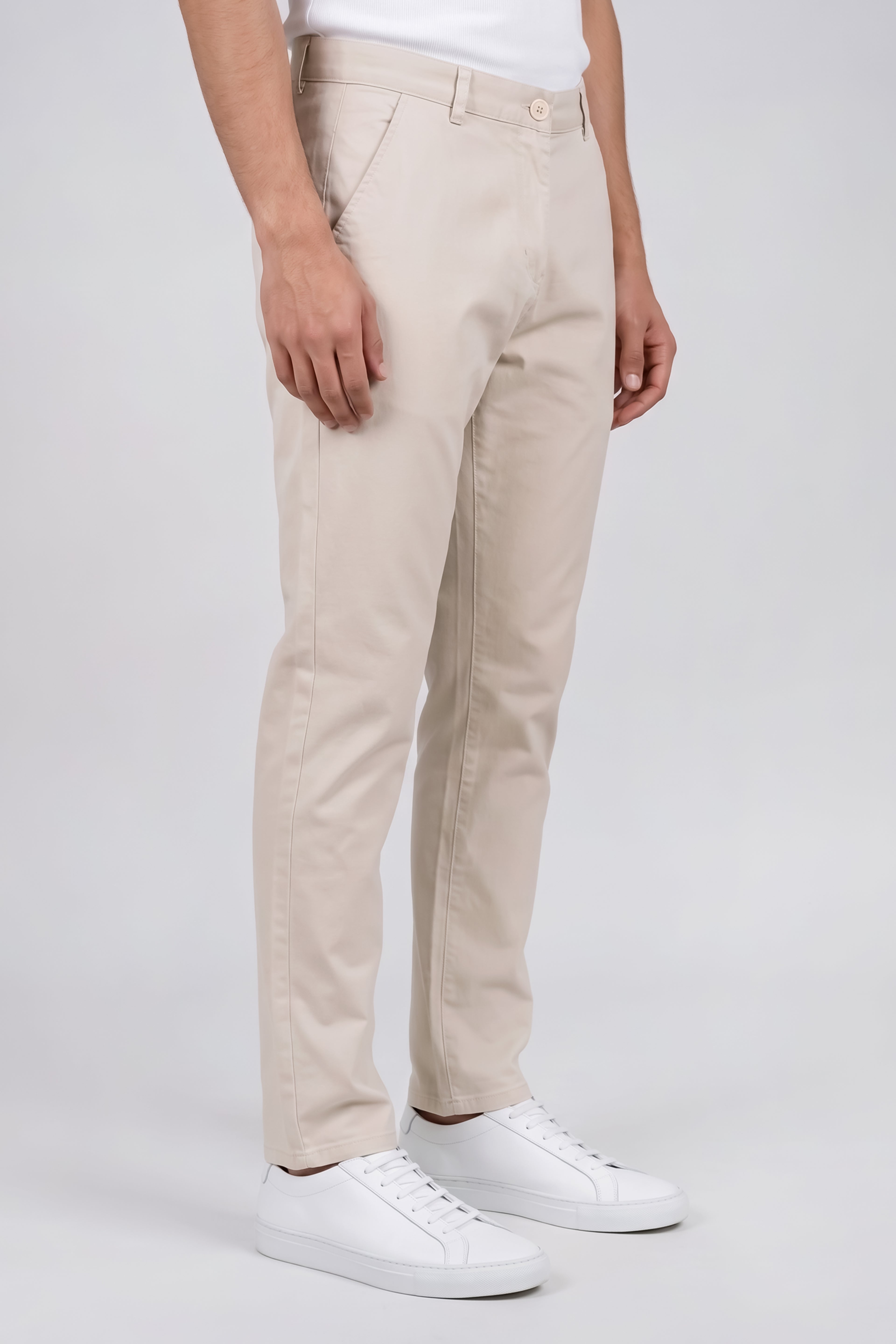 Attire Hub Mens Pure Cotton Beige Solid Chinos