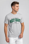 Attire Hub Mens Pure Cotton Grey West Coast Printed Round T-Shirt