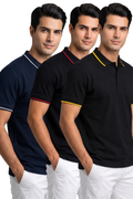 Attire Hub Mens Pure Cotton Multi Pack Polo Polo T-Shirt (Pack of 3)