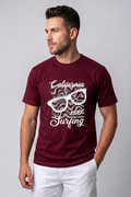 Attire Hub Mens Pure Cotton Maroon California 1987 Printed Round T-Shirt