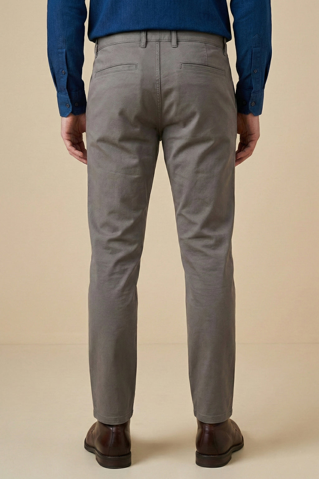 Attire Hub Mens Pure Cotton Grey Solid Chinos
