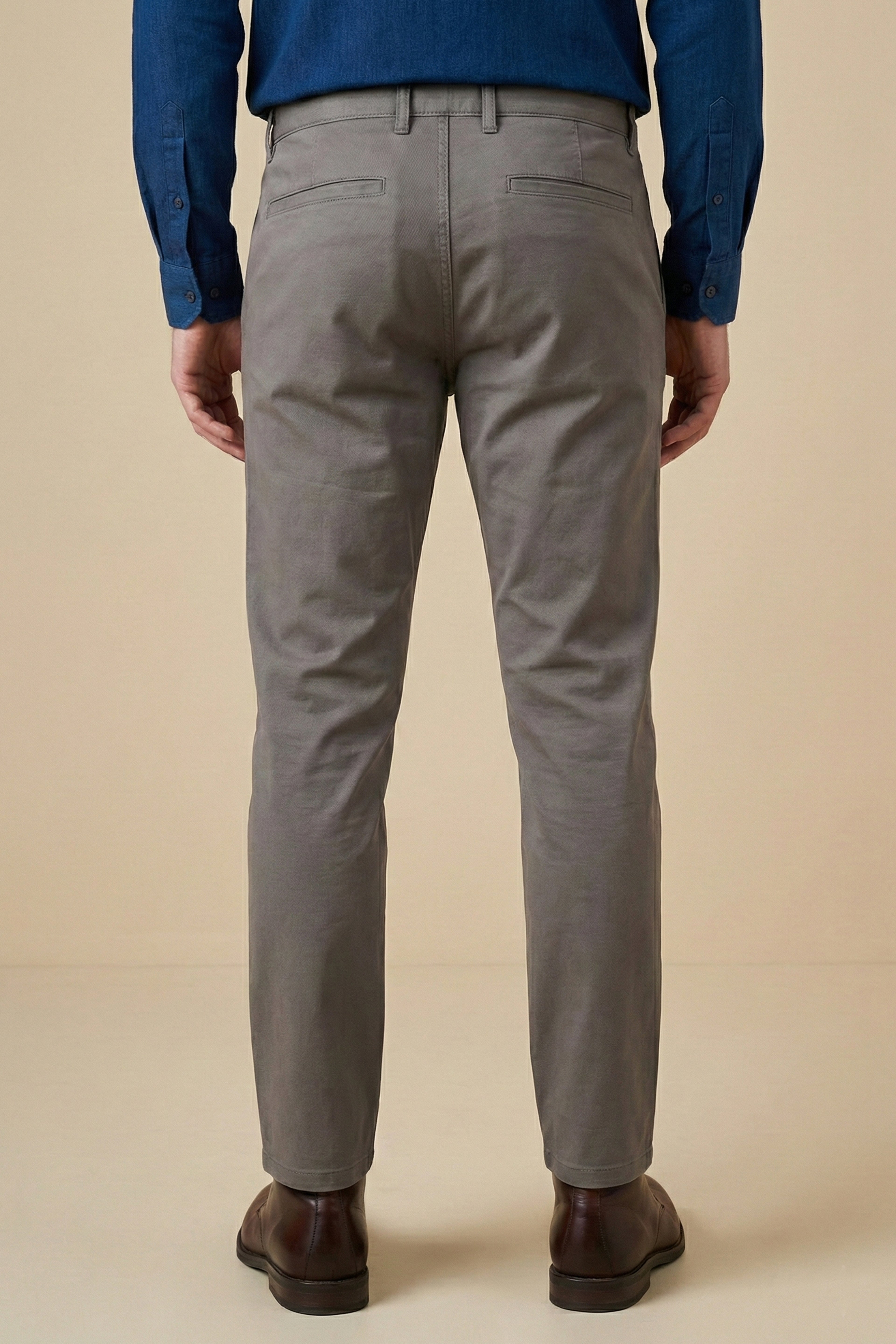 Attire Hub Mens Pure Cotton Grey Solid Chinos