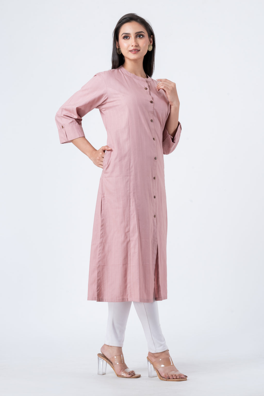 Attire Hub Womens Pure Cotton Pink Solid Kurti