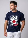 Attire Hub Mens Pure Cotton Navy Summer Style Printed Round T-Shirt