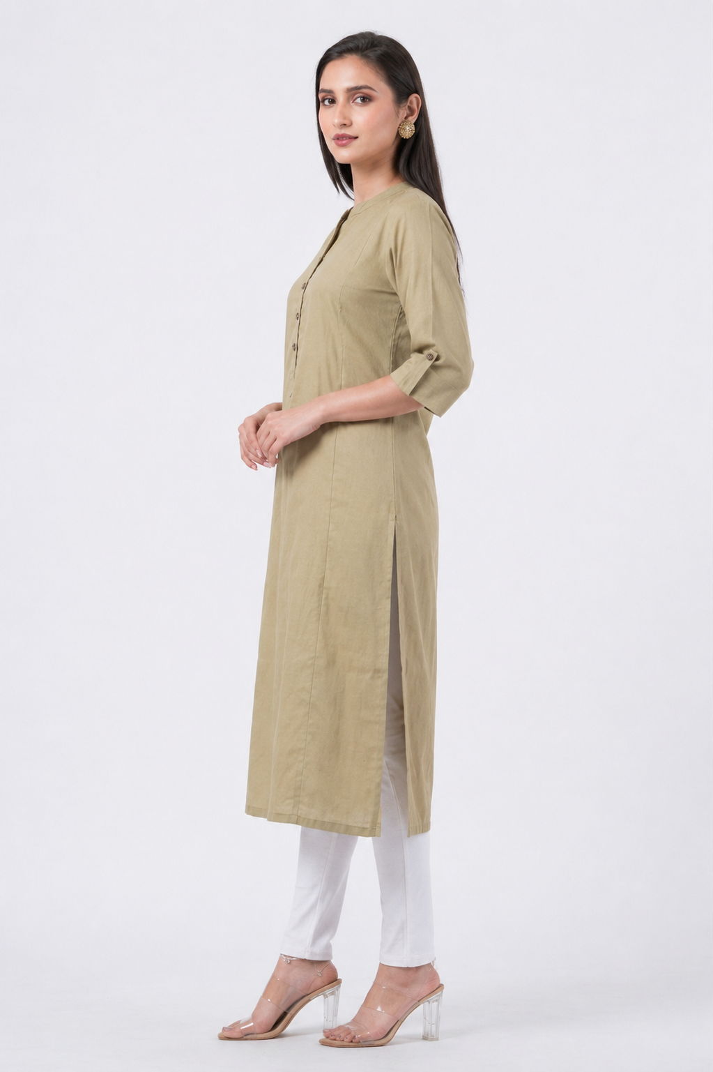 Attire Hub Womens Pure Cotton Taupe Solid Kurti