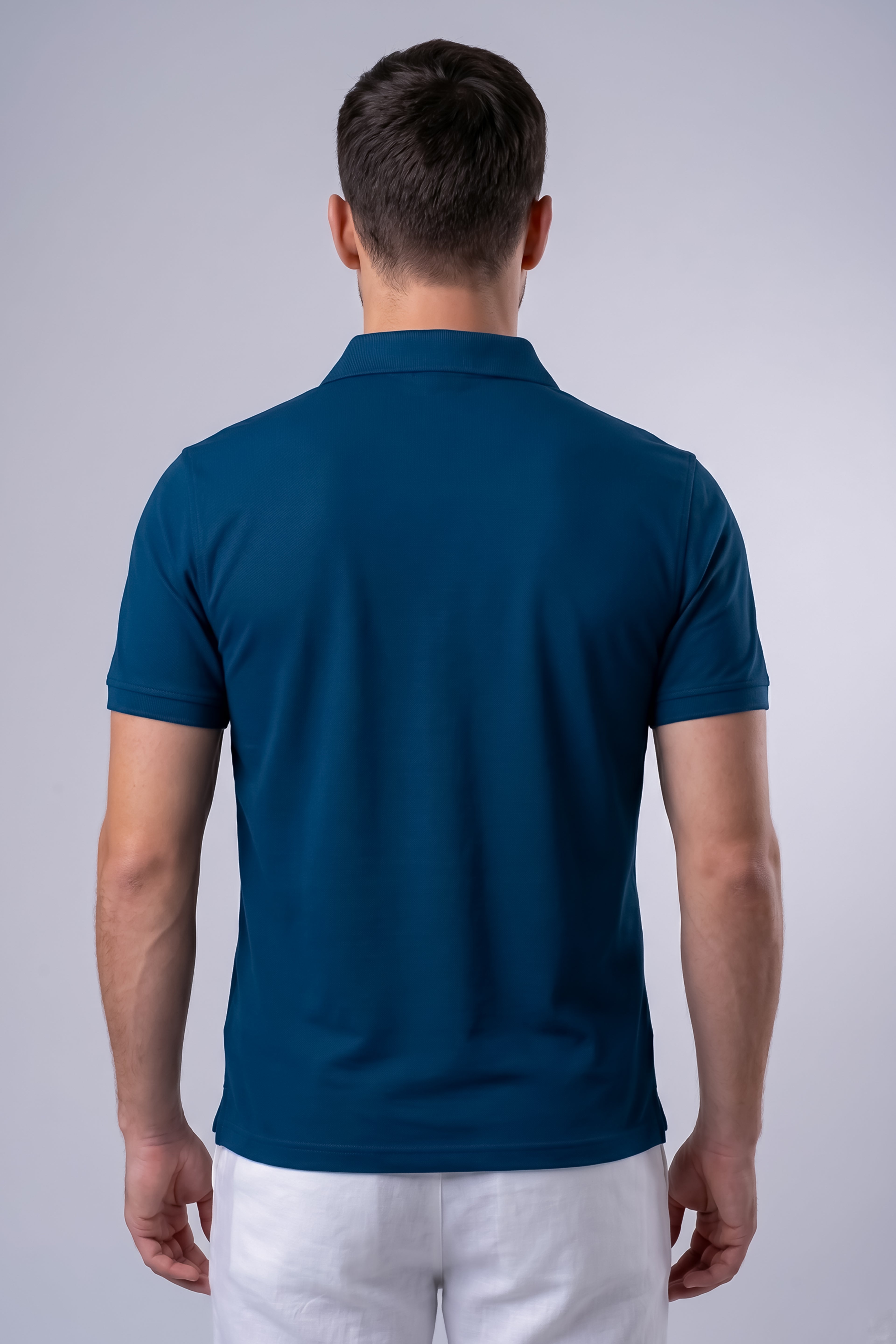 Attire Hub Mens Pure Cotton Blue Solid Polo T-Shirt