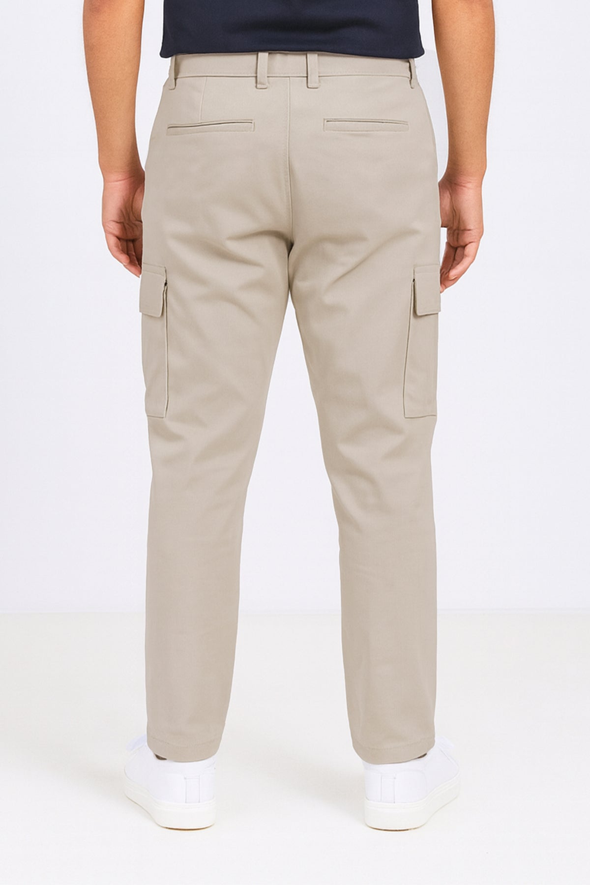 Attire Hub Mens Cotton Blend Cream Solid Cargos