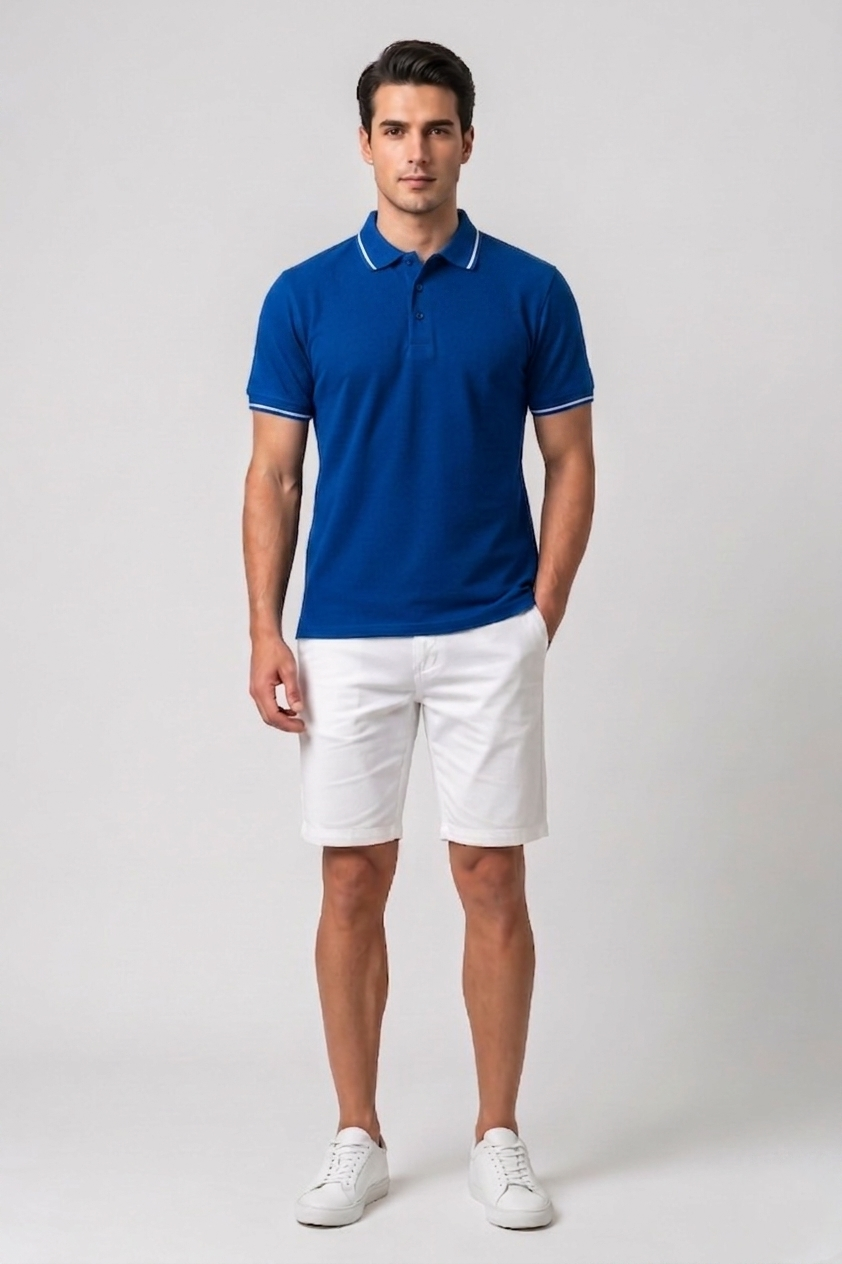 Attire Hub Mens Solid Cotton Polo Neck T-Shirt