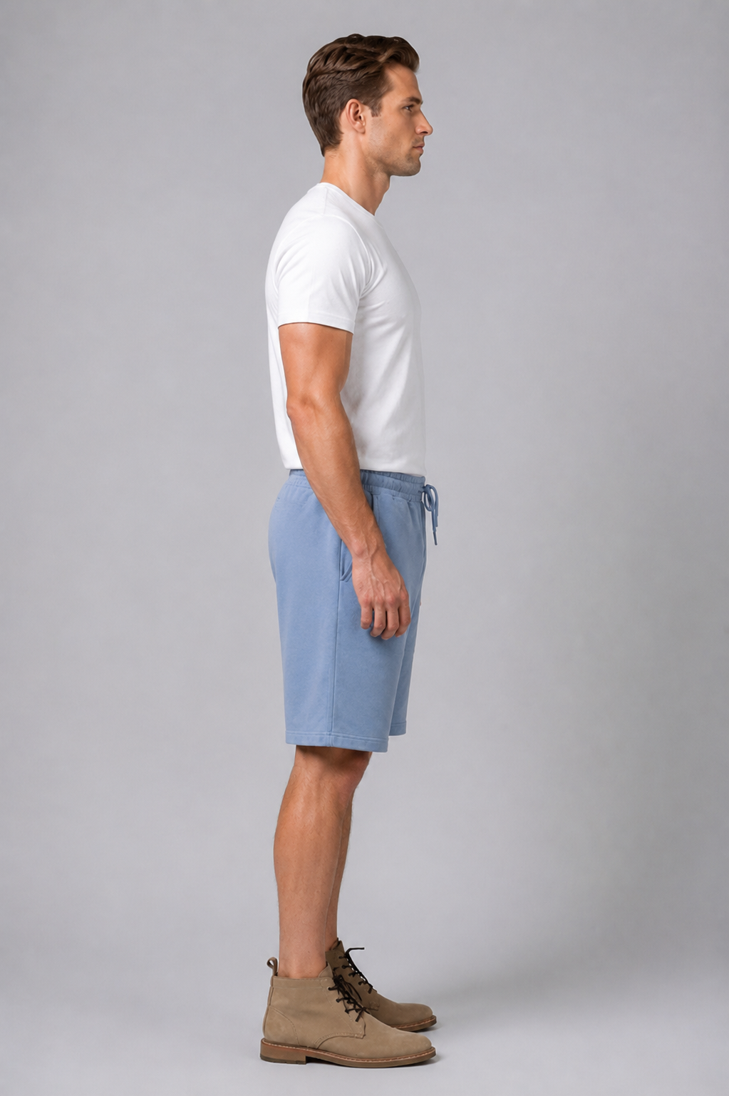 Attire Hub Mens Pure Cotton Air Blue Solid Sweat Shorts