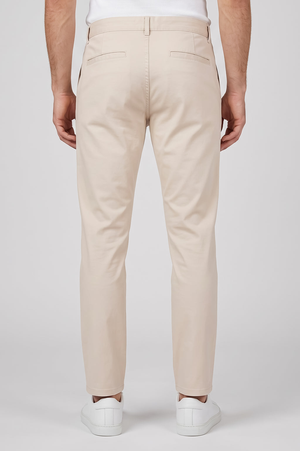 Attire Hub Mens Pure Cotton Beige Solid Chinos