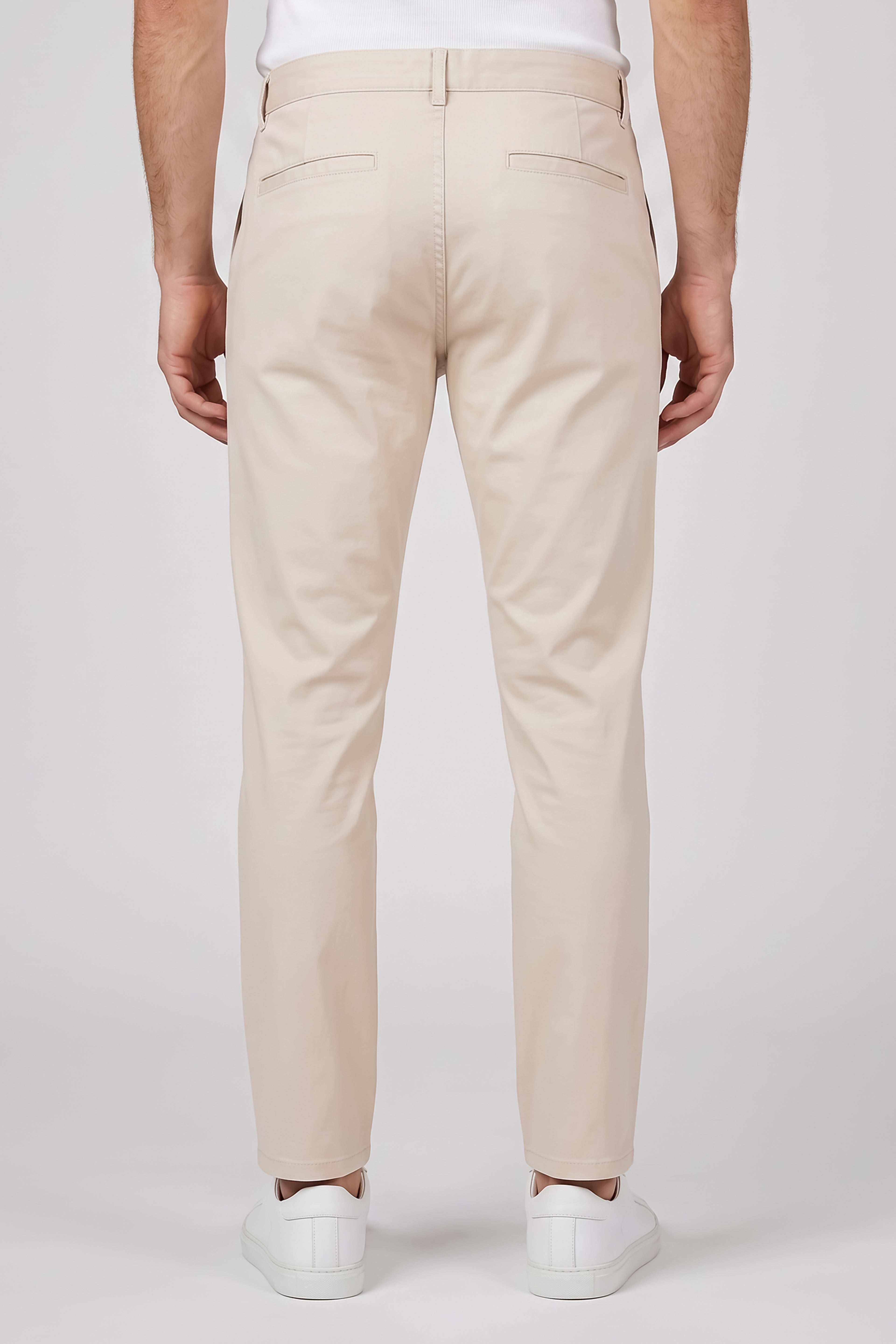 Attire Hub Mens Pure Cotton Beige Solid Chinos