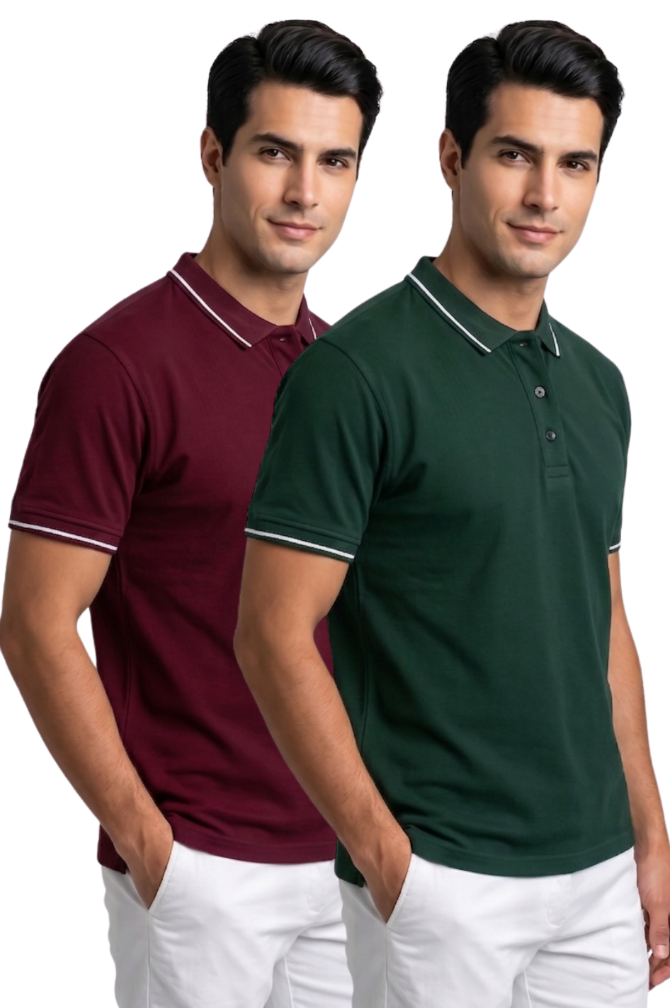 Attire Hub Mens Pure Cotton Multi Pack Polo Polo T-Shirt (Pack of 2)