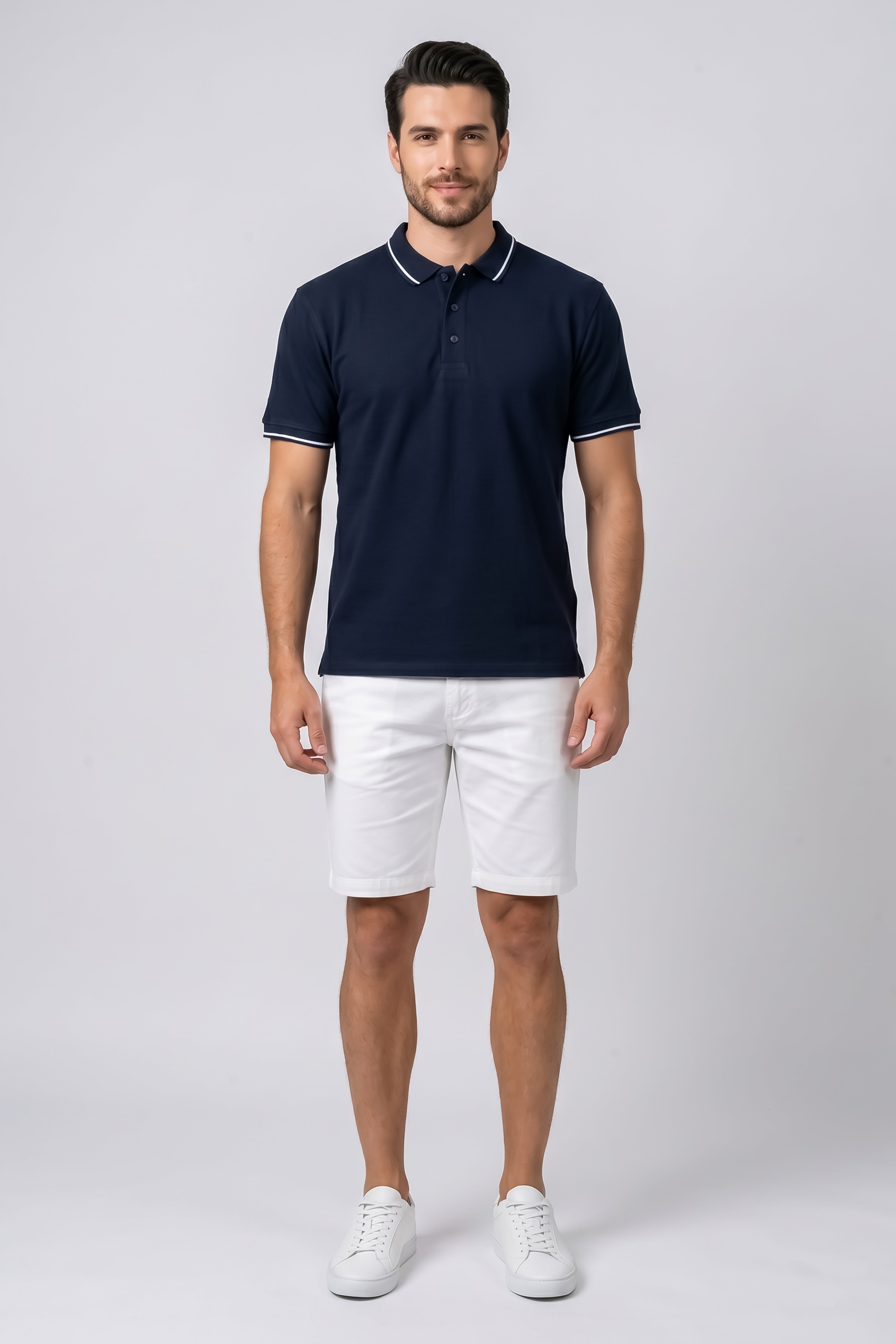 Attire Hub Mens Solid Cotton Polo Neck T-Shirt