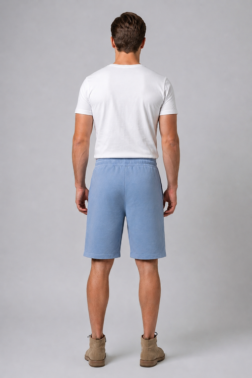 Attire Hub Mens Pure Cotton Air Blue Solid Sweat Shorts