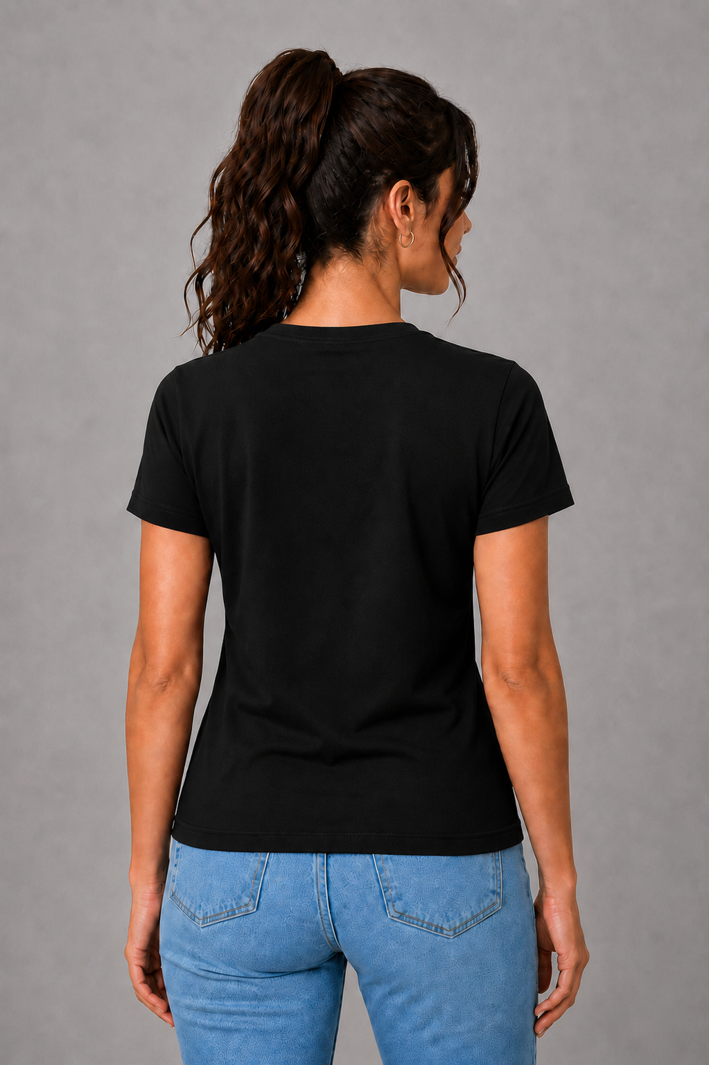 Attire Hub Womens Pure Cotton Black Heart Printed Round T-Shirt