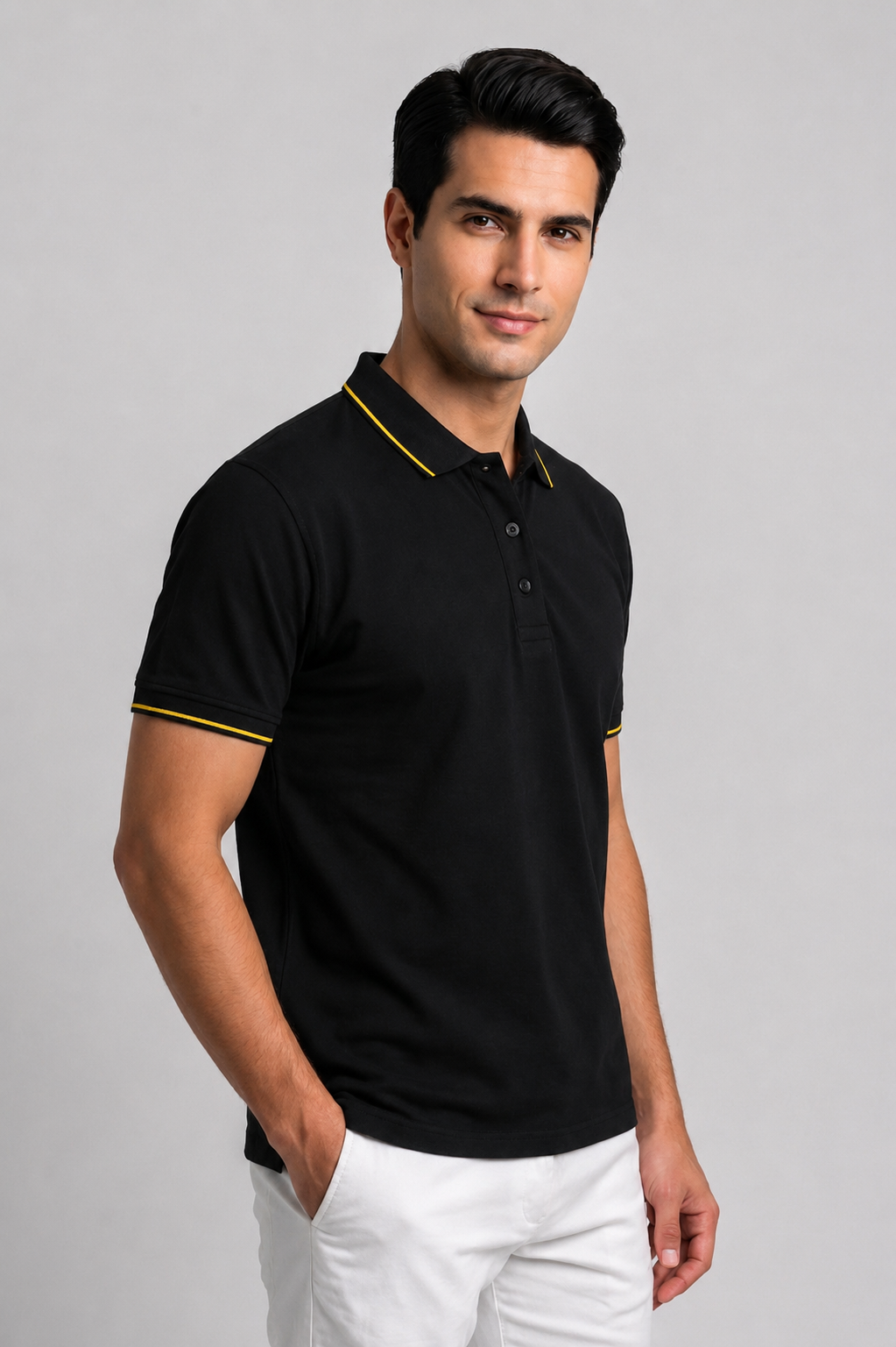 Attire Hub Mens Solid Cotton Polo Neck T-Shirt