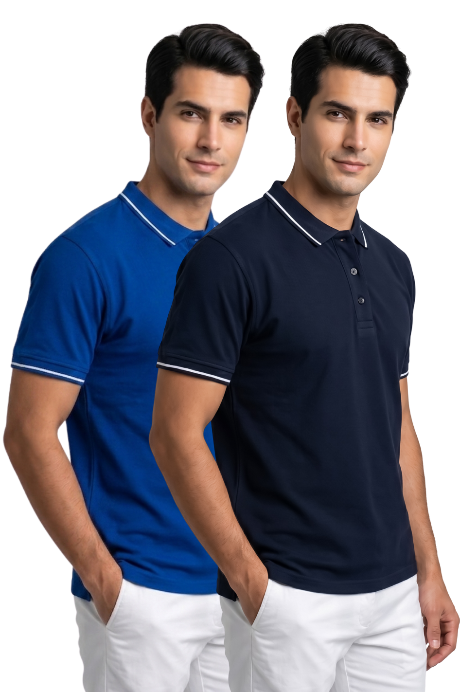 Attire Hub Mens Pure Cotton Multi Pack Polo Polo T-Shirt (Pack of 2)