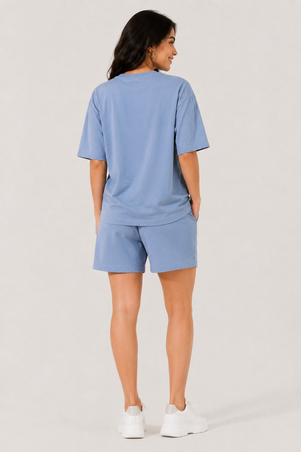 Attire Hub Womens Pure Cotton Air Blue Solid Co-ords Set