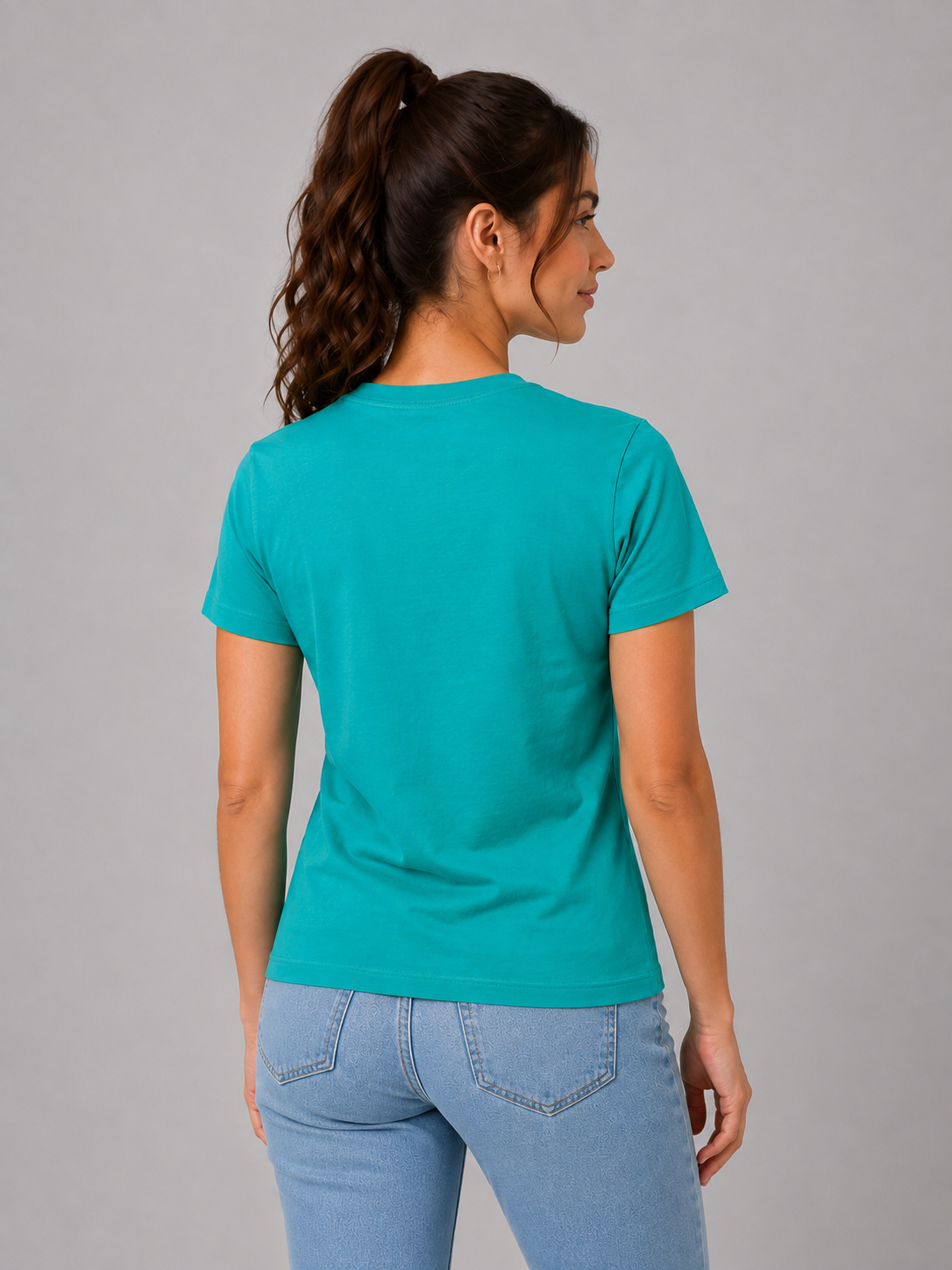 Attire Hub Womens Pure Cotton Teal Friends Printed Round T-Shirt