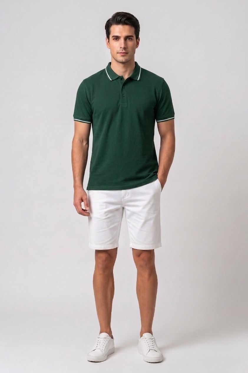 Attire Hub Mens Solid Cotton Polo Neck T-Shirt