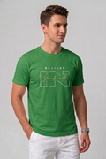 Attire Hub Mens Pure Cotton Grass Green Believe In Yourself Printed Round T-Shirt
