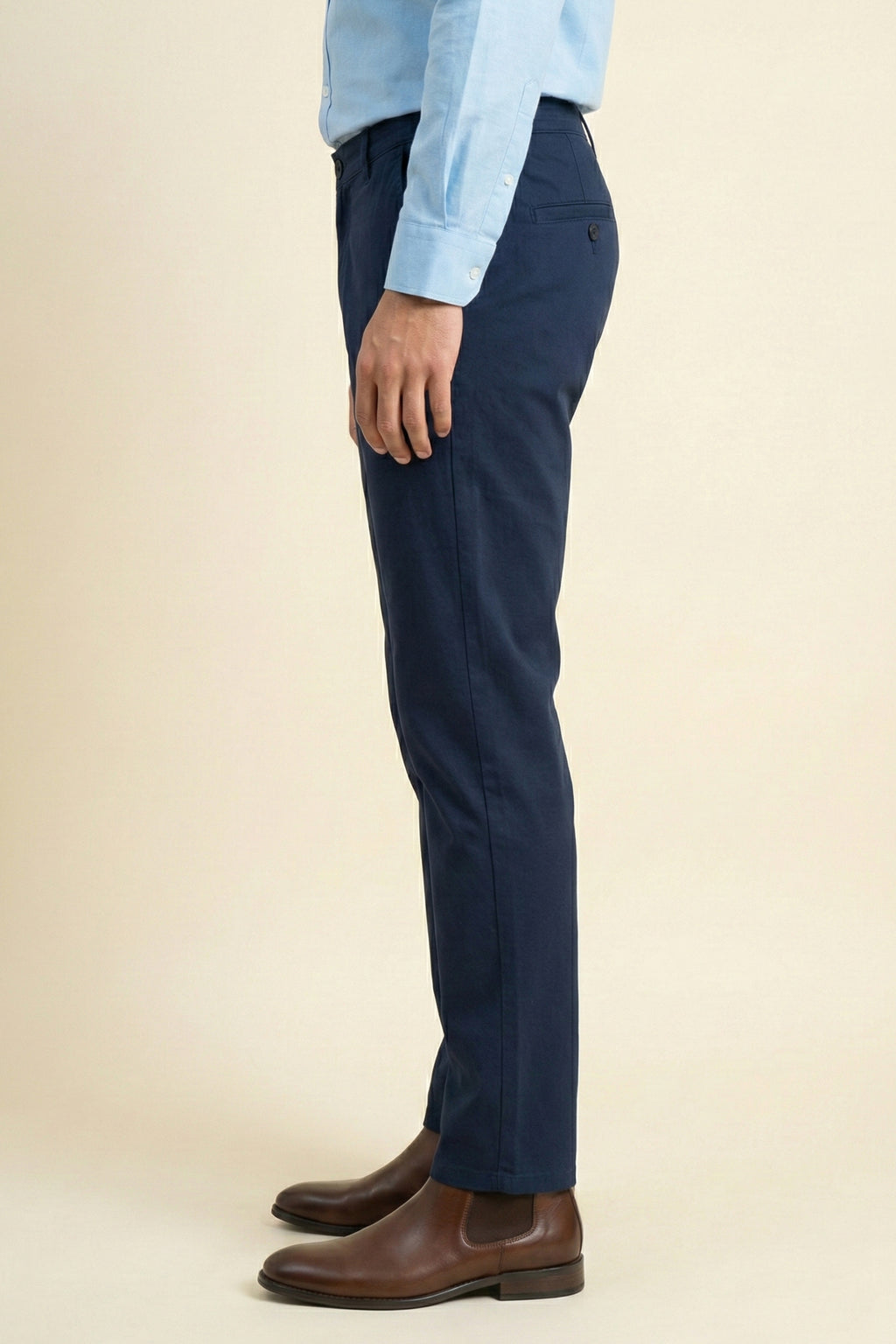 Attire Hub Mens Pure Cotton Navy Blue Solid Chinos