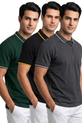 Attire Hub Mens Pure Cotton Multi Pack Polo Polo T-Shirt (Pack of 3)