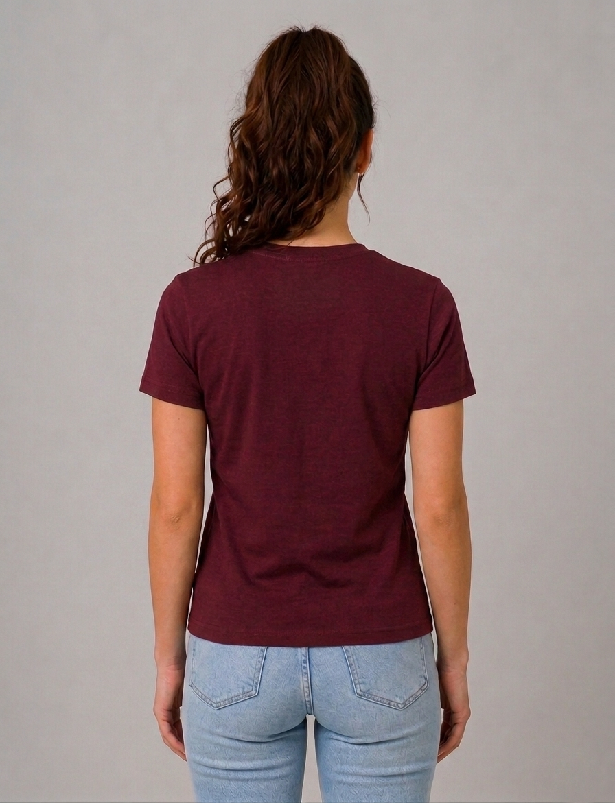 Attire Hub Womens Pure Cotton Maroon Long Daisy Printed Round T-Shirt