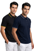 Attire Hub Mens Pure Cotton Multi Pack Polo Polo T-Shirt (Pack of 2)