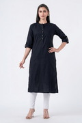 Attire Hub Womens Pure Cotton Black Solid Kurti