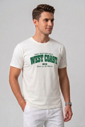 Attire Hub Mens Pure Cotton White West Coast Printed Round T-Shirt