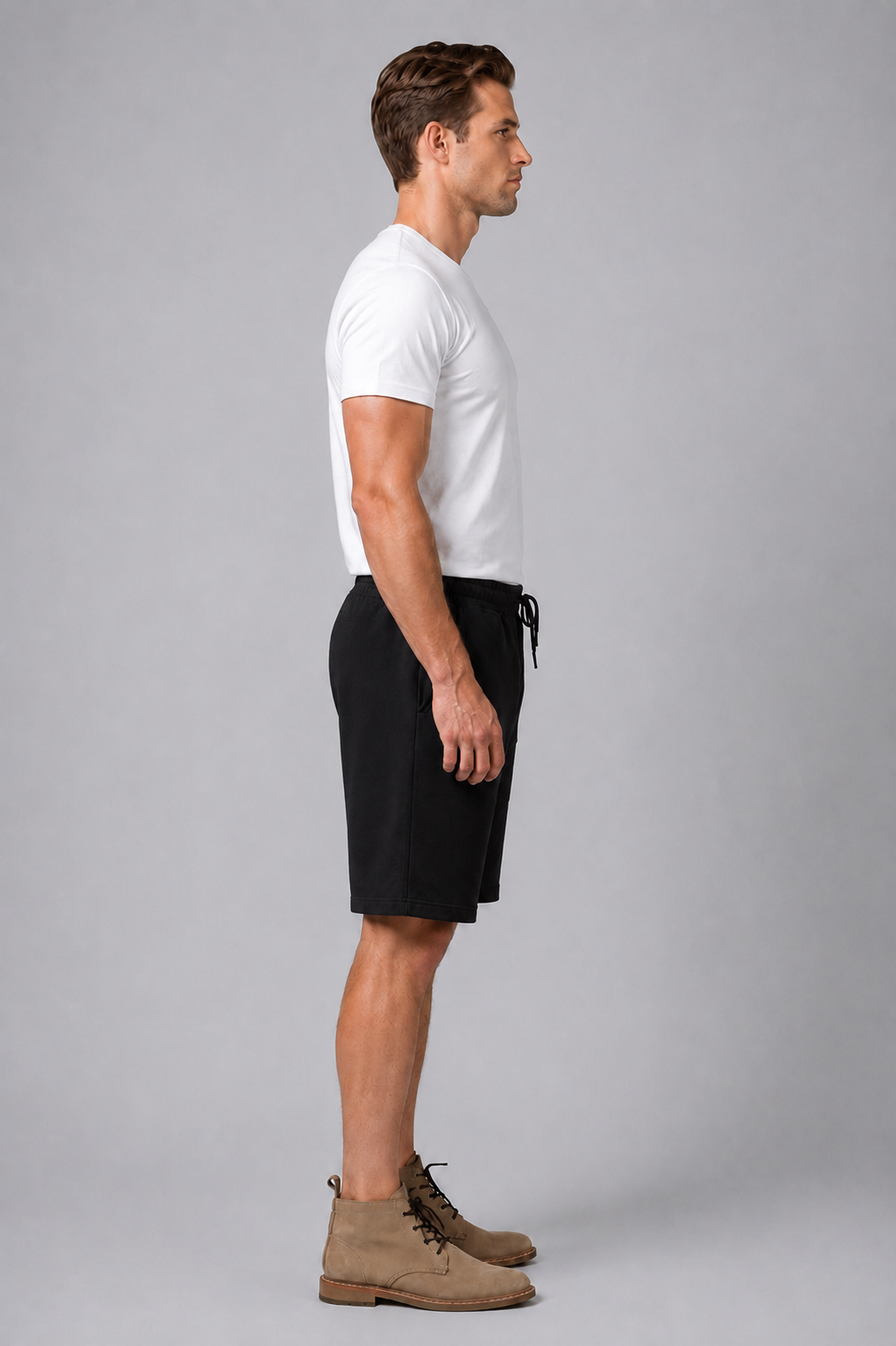 Attire Hub Mens Pure Cotton Black Solid Sweat Shorts