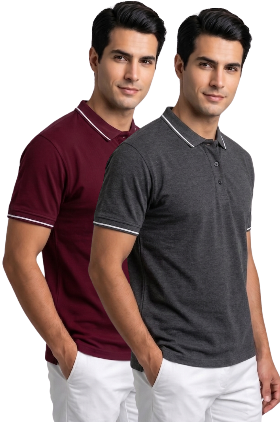 Attire Hub Mens Pure Cotton Multi Pack Polo Polo T-Shirt (Pack of 2)