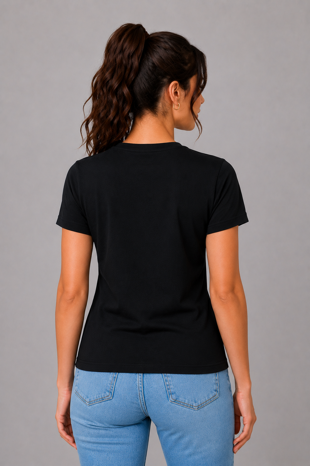 Attire Hub Womens Pure Cotton Black Miss Daisy Printed Round T-Shirt