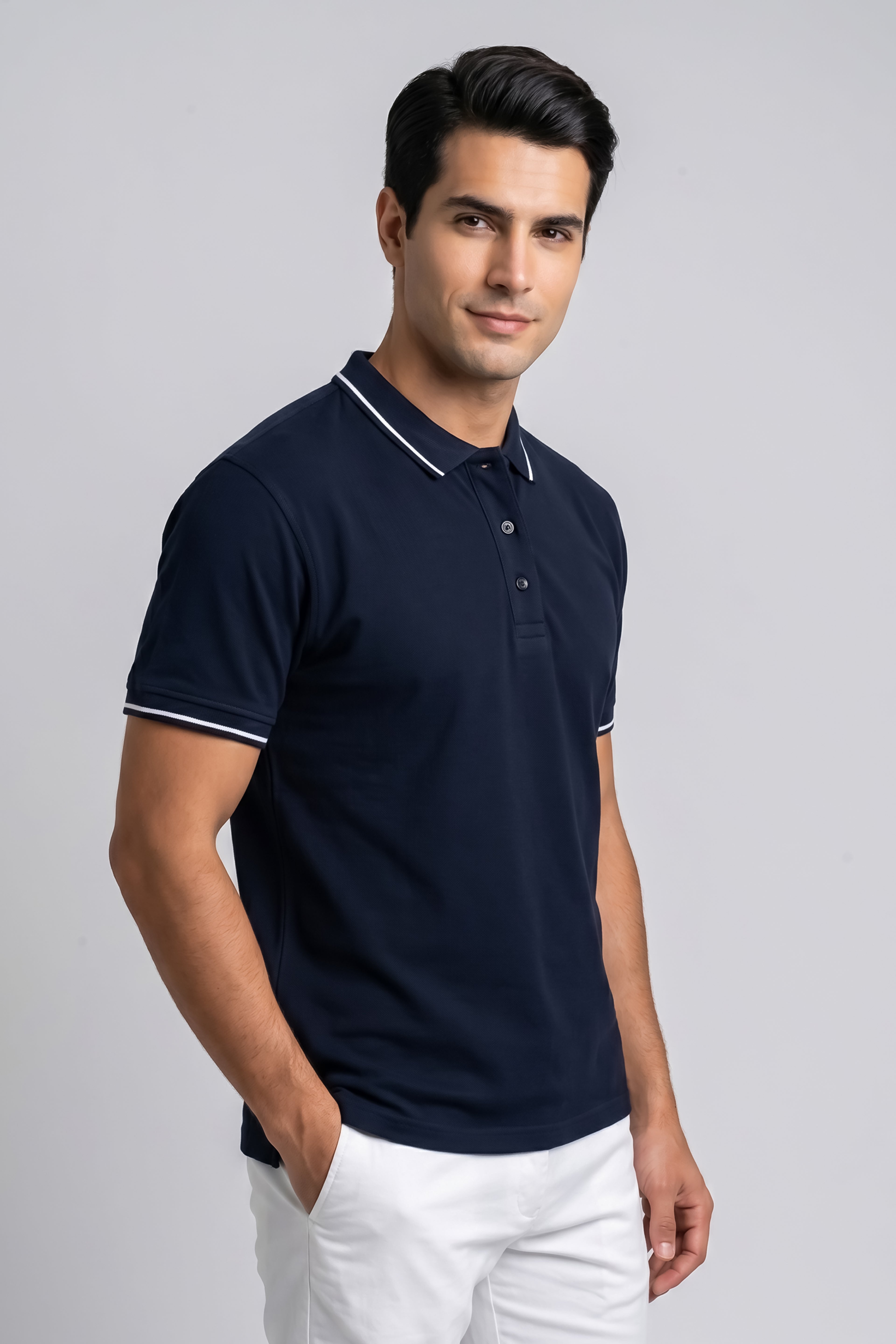 Attire Hub Mens Solid Cotton Polo Neck T-Shirt