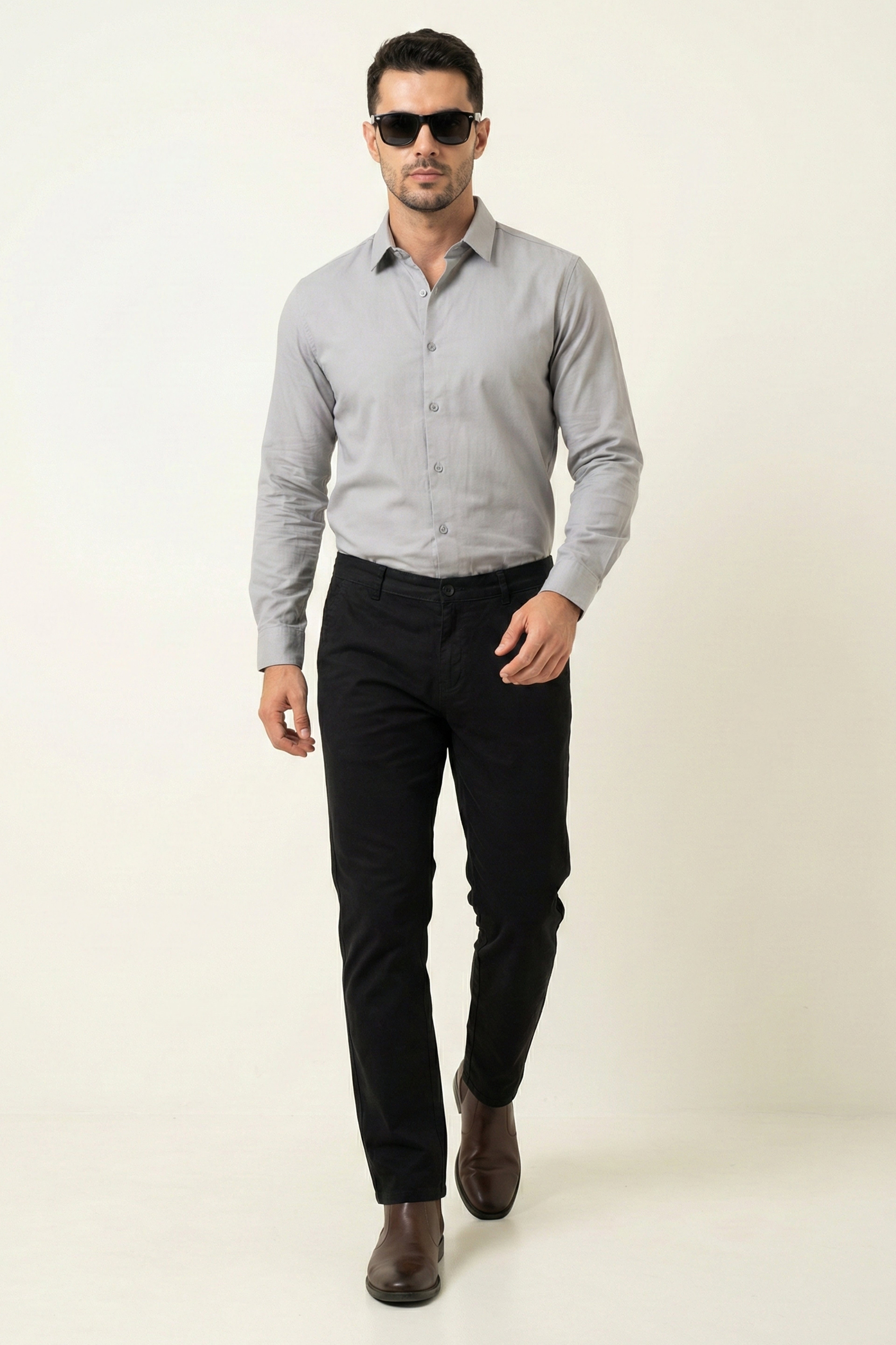 Attire Hub Mens Pure Cotton Black Solid Chinos