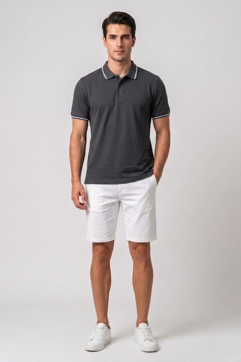 Attire Hub Mens Solid Cotton Polo Neck T-Shirt