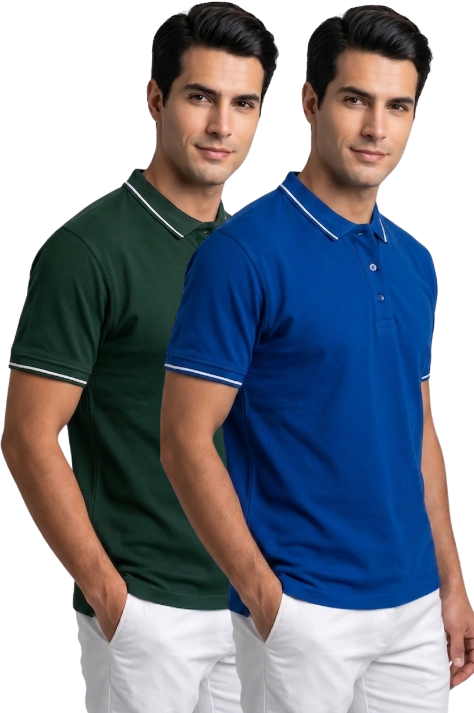Attire Hub Mens Pure Cotton Multi Pack Polo Polo T-Shirt (Pack of 2)