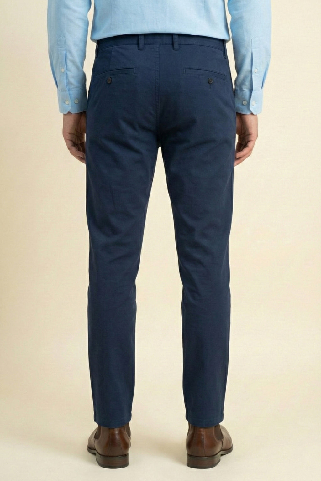 Attire Hub Mens Pure Cotton Navy Blue Solid Chinos