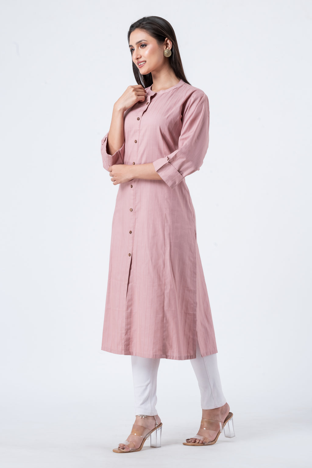 Attire Hub Womens Pure Cotton Pink Solid Kurti