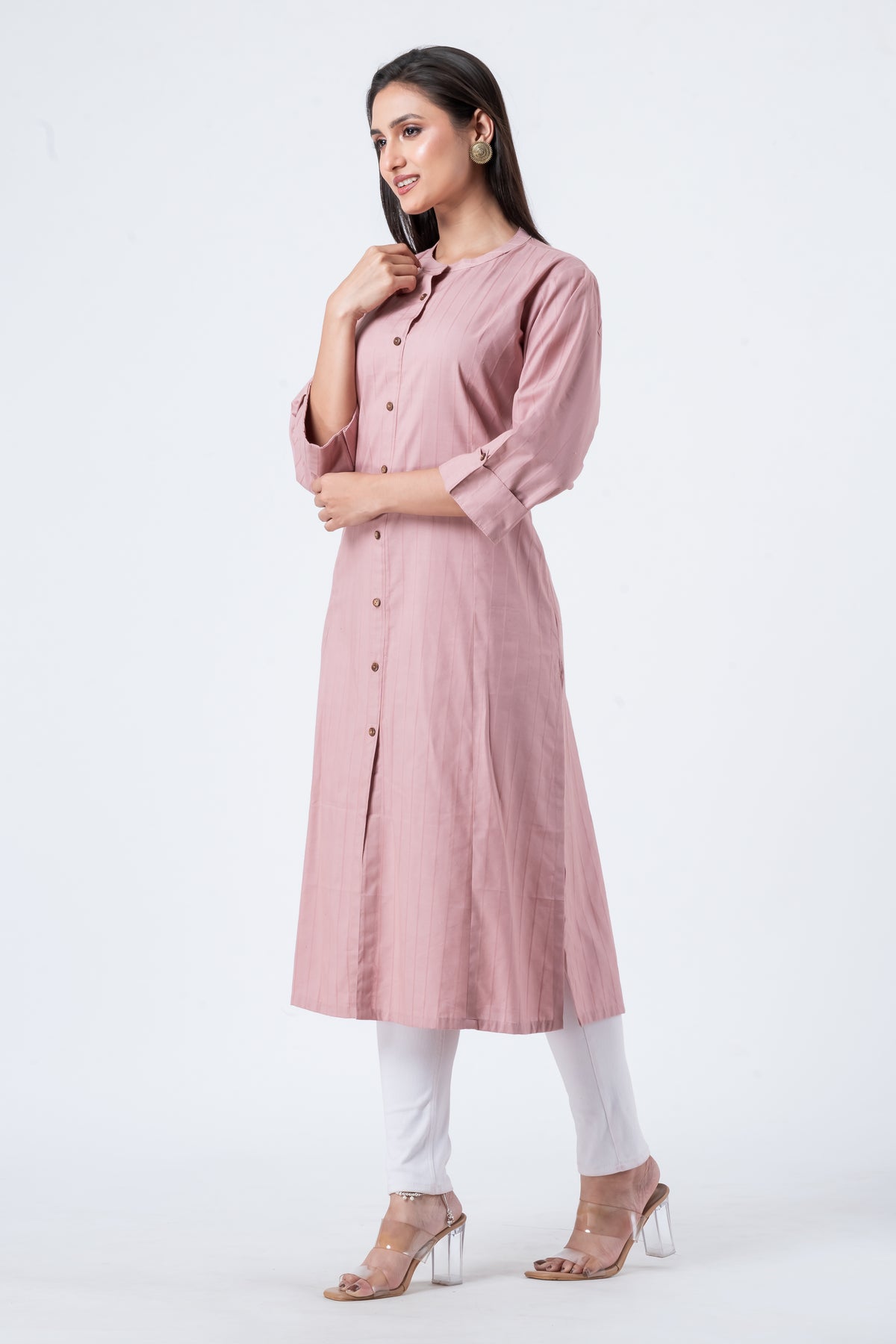 Attire Hub Womens Pure Cotton Pink Solid Kurti
