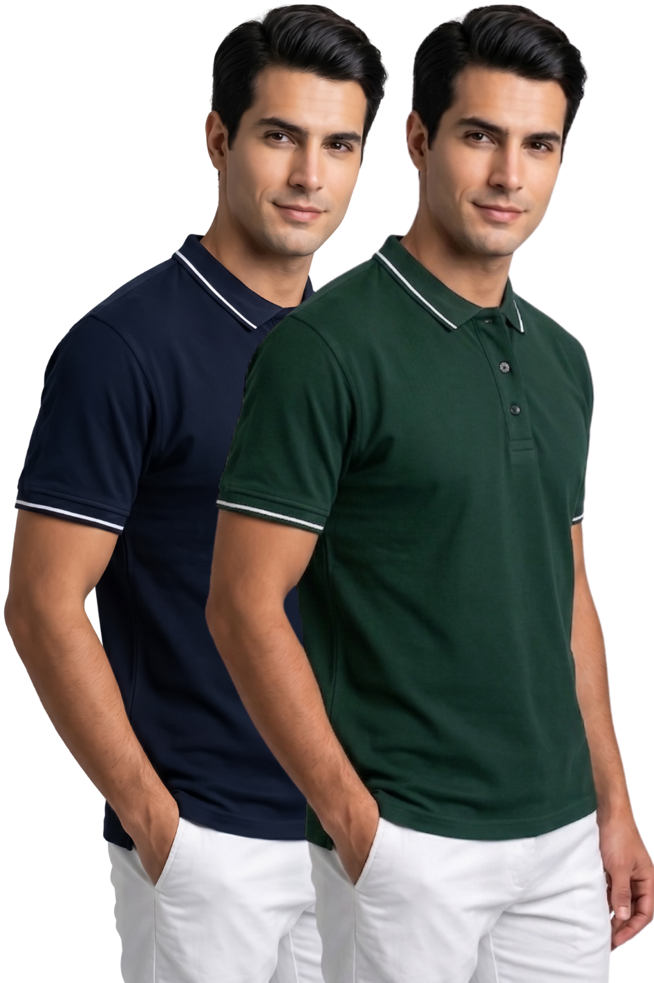 Attire Hub Mens Pure Cotton Multi Pack Polo Polo T-Shirt (Pack of 2)