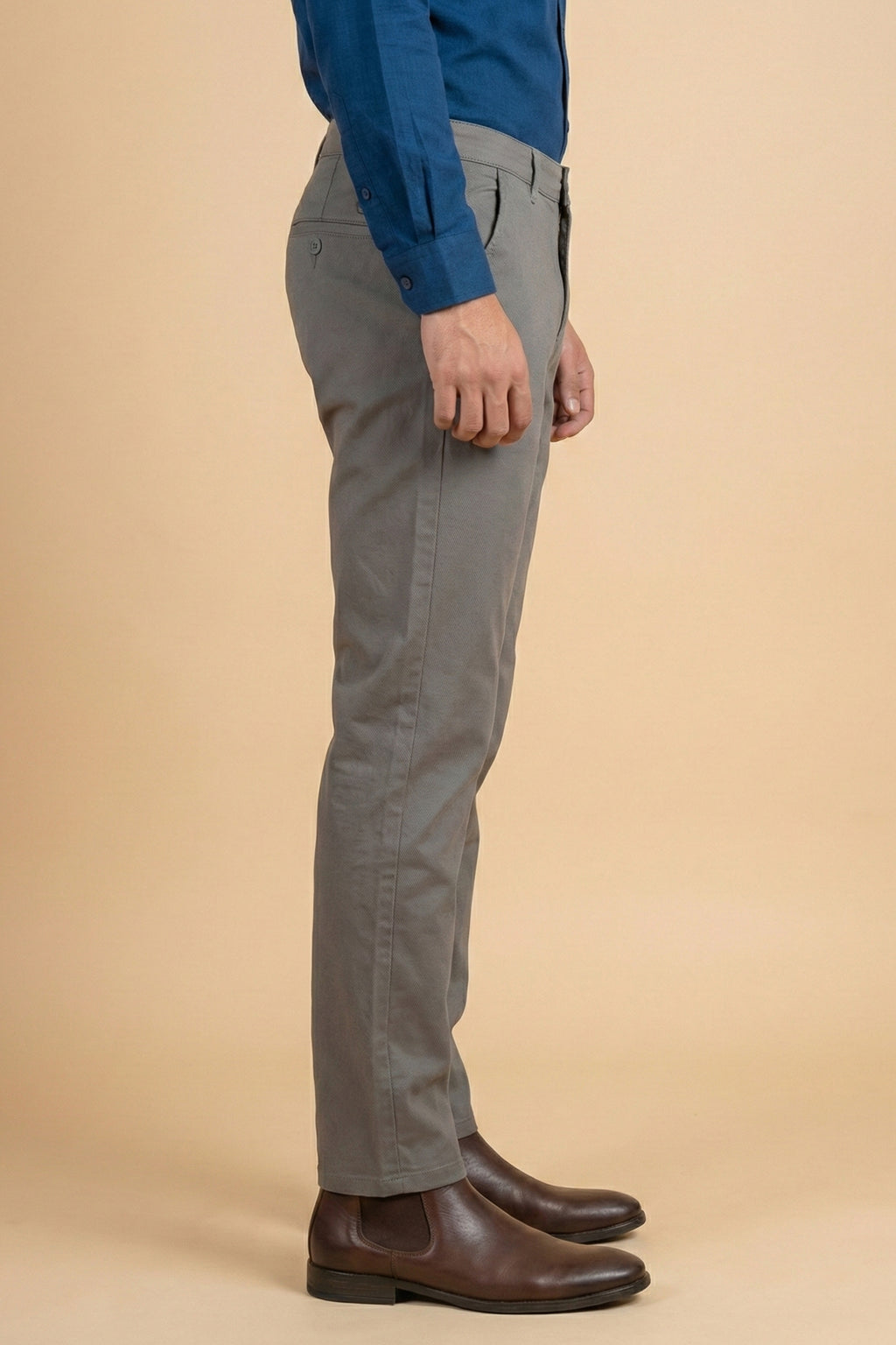 Attire Hub Mens Pure Cotton Grey Solid Chinos