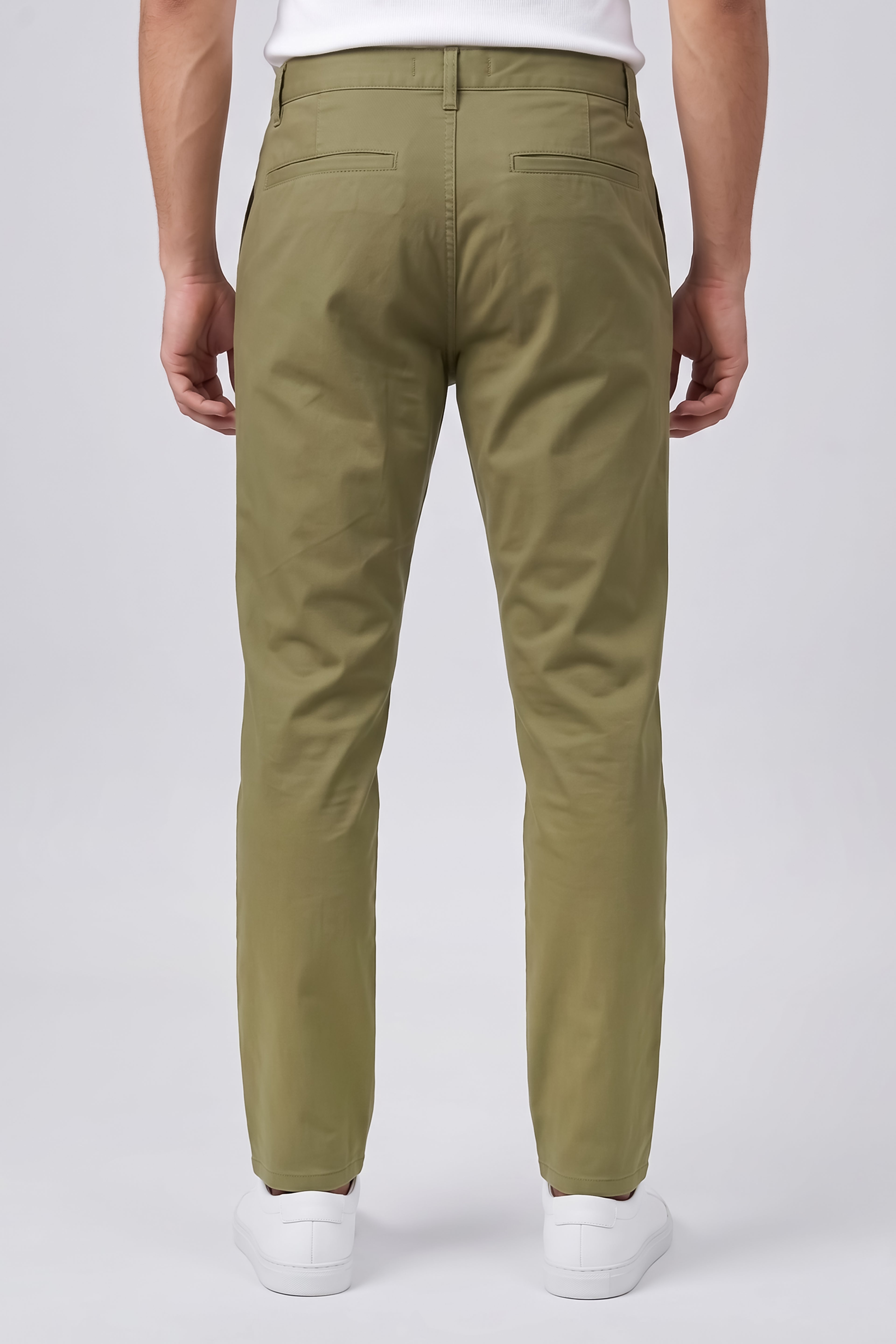 Attire Hub Mens Pure Cotton Olive Solid Chinos