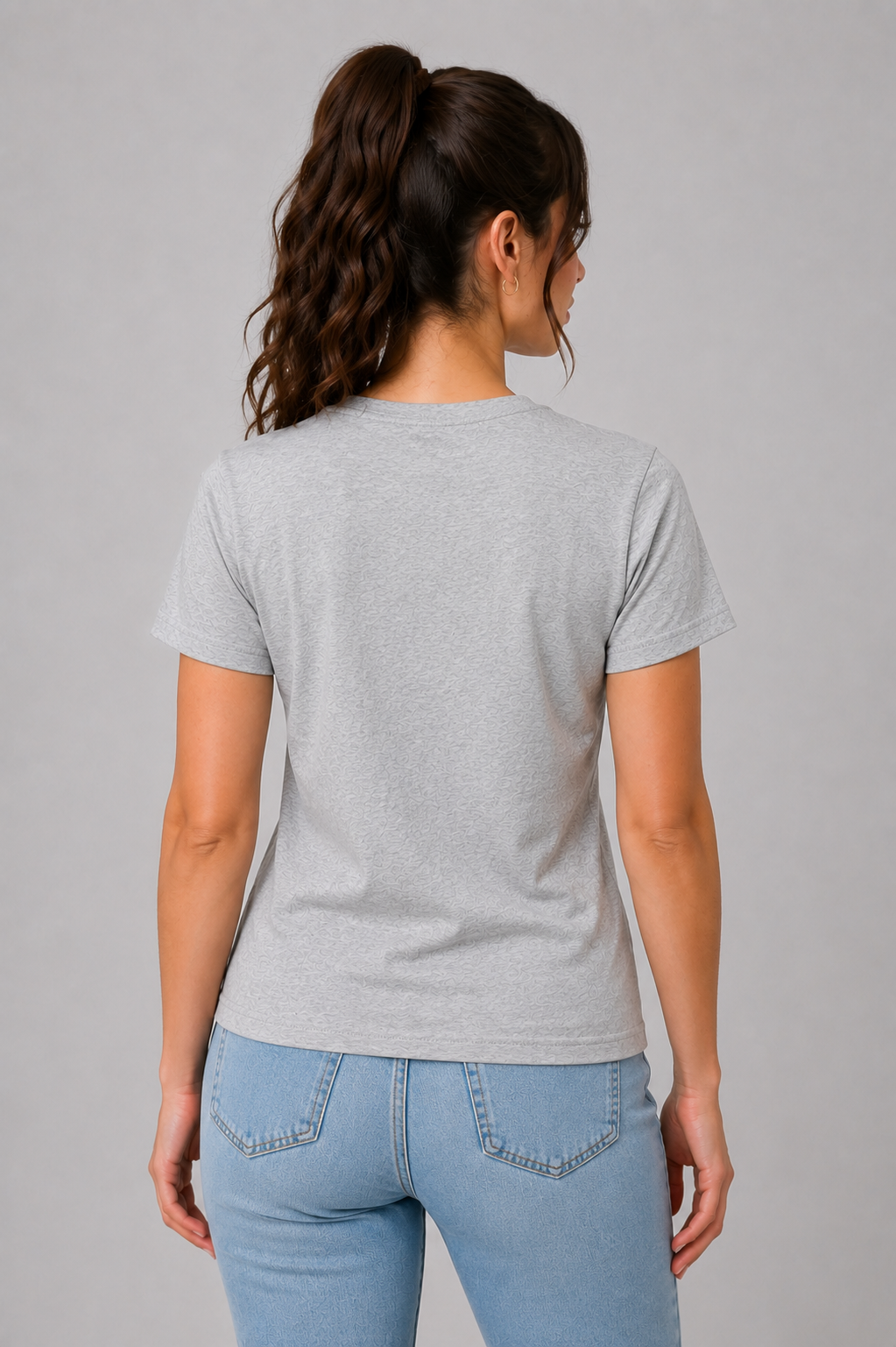 Attire Hub Womens Pure Cotton Grey Bloom and Shine Printed Round T-Shirt