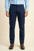 Attire Hub Mens Pure Cotton Navy Blue Solid Chinos