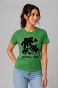 Attire Hub Womens Pure Cotton Grass Green Bloom and Shine Printed Round T-Shirt