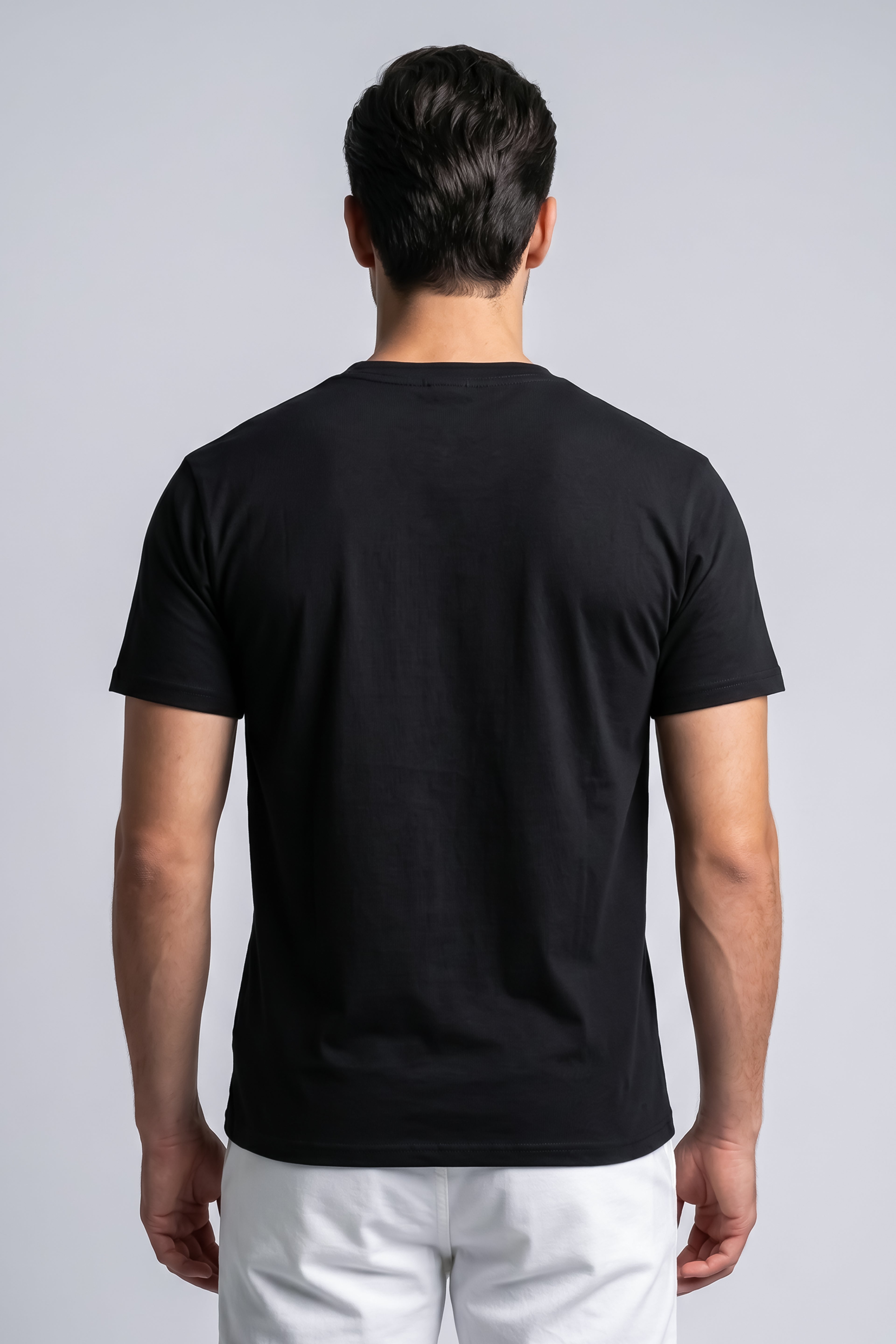 Attire Hub Mens Pure Cotton Black Neva Give Up Printed Round T-Shirt