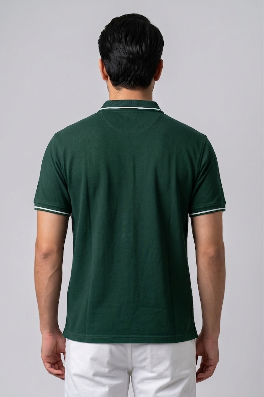 Attire Hub Mens Solid Cotton Polo Neck T-Shirt