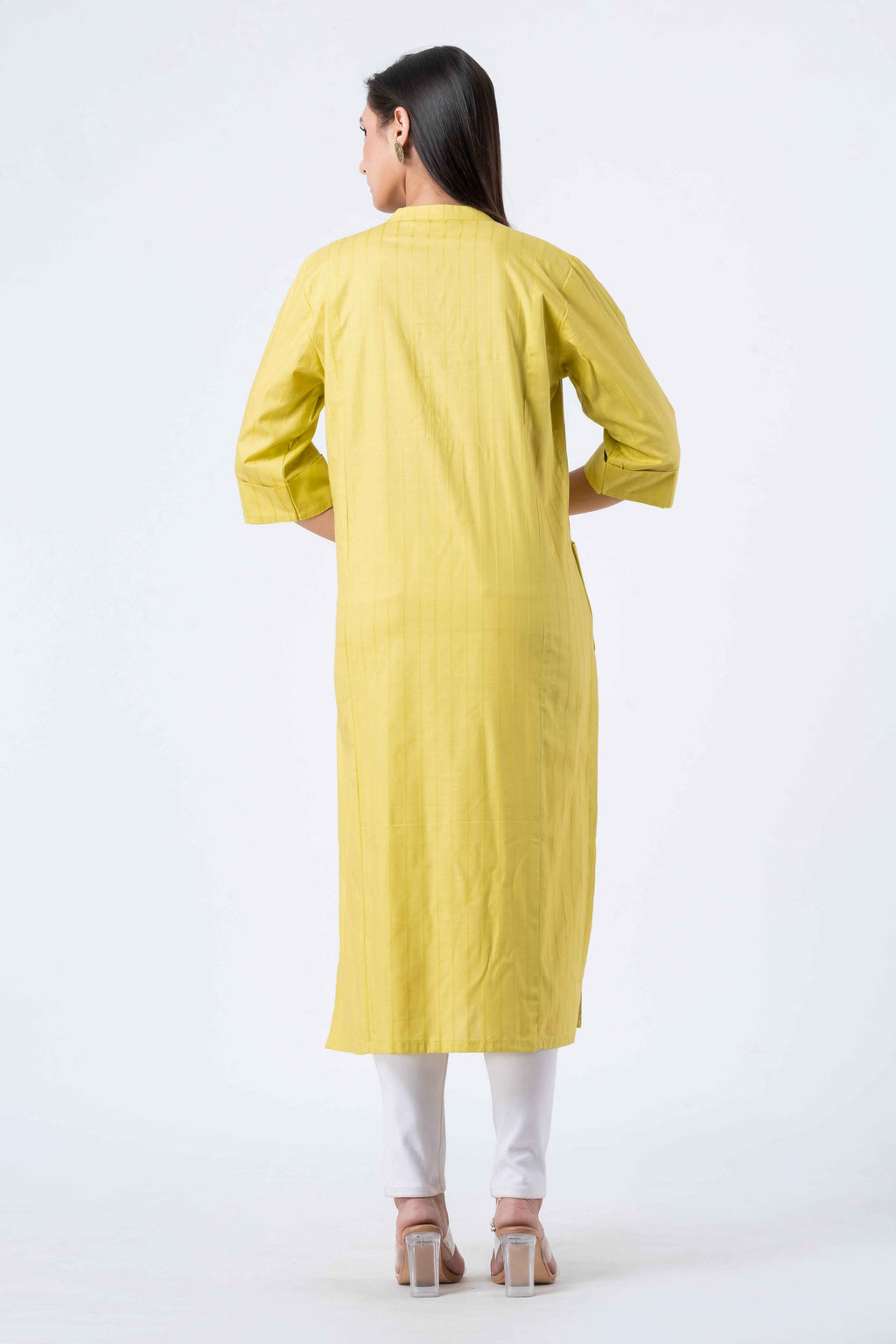 Attire Hub Womens Pure Cotton Yellow Solid Kurti